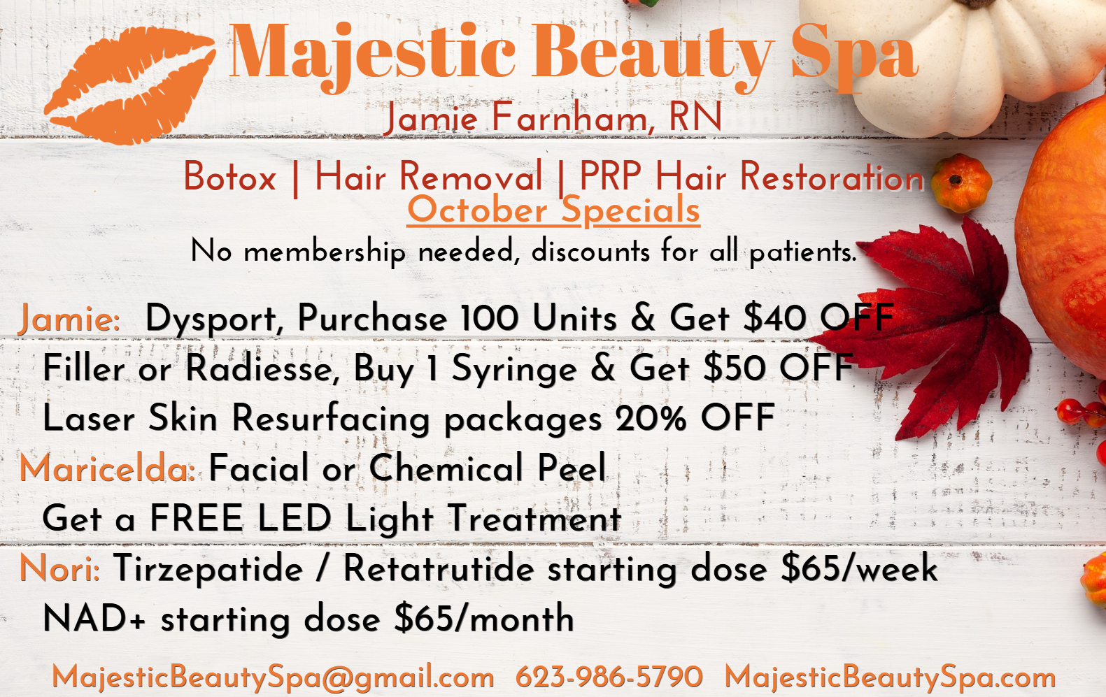 Majestic Beauty Spa 2026 October Specials